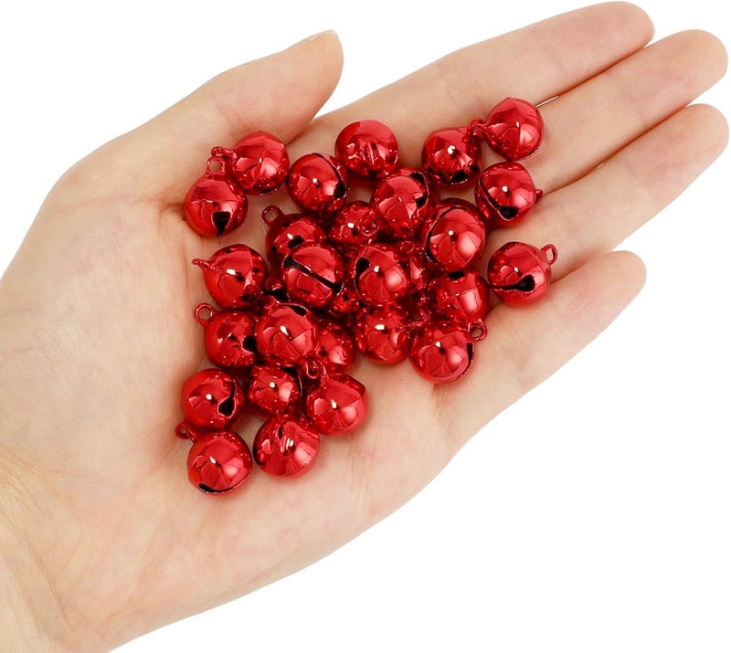 LIGHOON 1/2 Inch Jingle Bells Small Bell Mini Bells, Tiny Crafts Bells, DIY for Christmas Home Making Ornaments Wreath Pet Decorations Bracelet Anklets Necklace Knitting Jewelry Making 120 Pcs, Red - Image 3